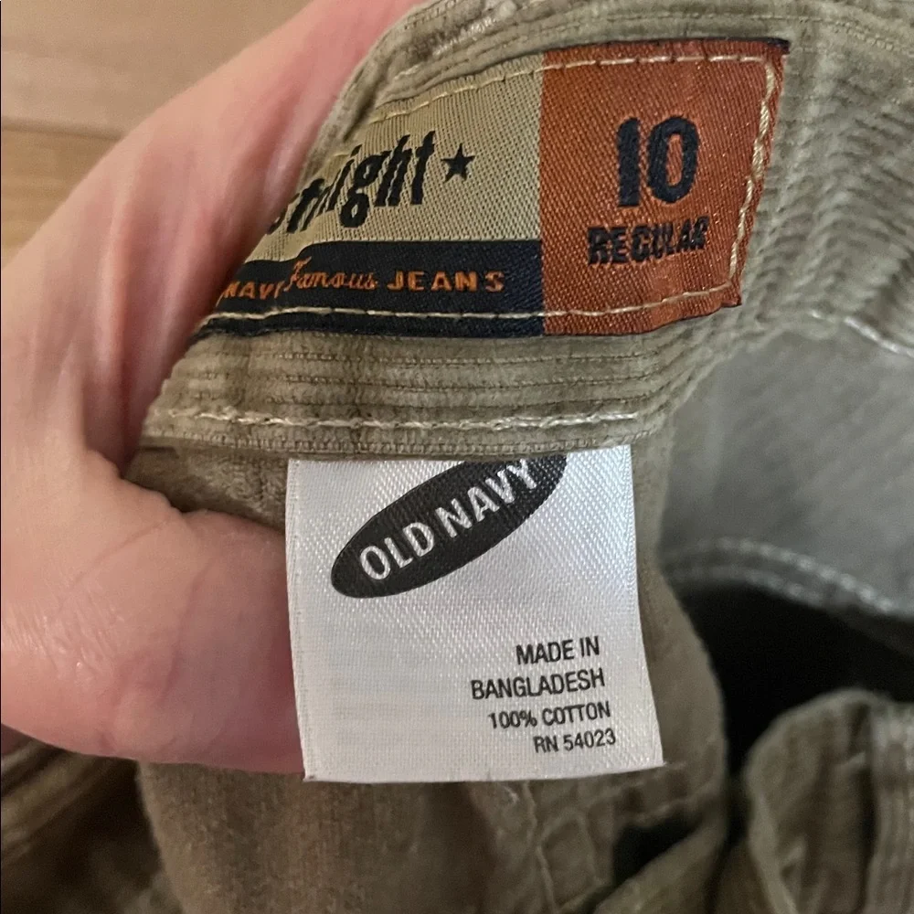 Old Navy size 10 Dark Khaki Color Soft Corduroy Straight Pants with Pockets